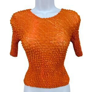 Y2K 90s Vintage Cache Popcorn Top One Size Fits All Orange 3/4 Sleeve Stretchy